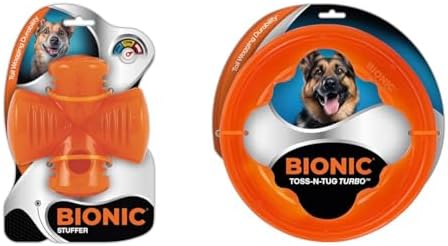 BIONIC Dog Toy Bundle - Stuffer Treat & Toss-N-Tug Turbo - High-Visibility, Interactive Toys for Fetch, Tug, and Treat Dispensing