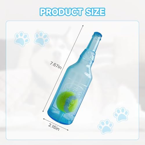 Water Bottle Dog Toy,Dog Toys for Aggressive Chewers,Water Bottle with Tennis Ball,Suitable for Small and Medium Pets to Exercise Outdoors(Blue)