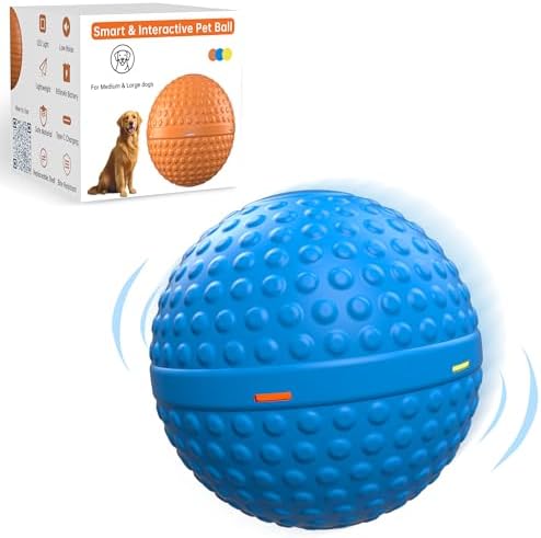 SNOYWEN Interactive Dog Toys, Automatic Moving Bouncing Rolling Ball, Food-Grade Rubber Material IPX7 Waterproof Ball for Medium, Large Dogs, 850mAh Battery Large Capacity, Type-C Rechargeable