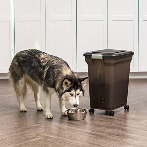 IRIS USA Dog Food Storage Container, Up to 40 lbs, Smoke, Made in USA