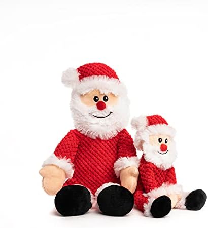 fabdog Floppies Plush Dog Toys - Cute Holiday-Themed Squeaky Dog Toy - Best Squeak Toy for All Breeds | Ideal Small Santa