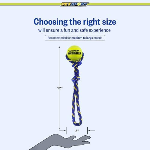 PetSport Fling Thing Dog Ball on Rope Toy, 12" Tennis Ball Rope for Fetch and Tug of War - 2.5" Tuff Ball with Non-Abrasive Felt, Non-Toxic, Durable Toy for Small and Medium Dogs