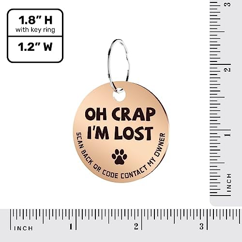MYLUCKYTAG Stainless Steel QR Code Pet ID | Dog & Cat Collar Tag | Personalized Online Profile | Scanned Location Alert Email | Durable & Waterproof