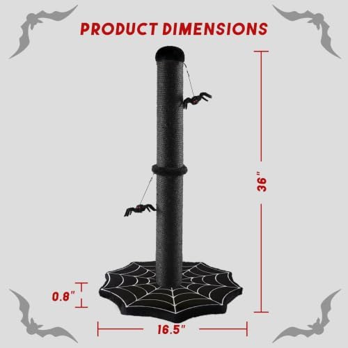 Gothic Cat Scratching Post with Spider Toys for Indoor Large Cats