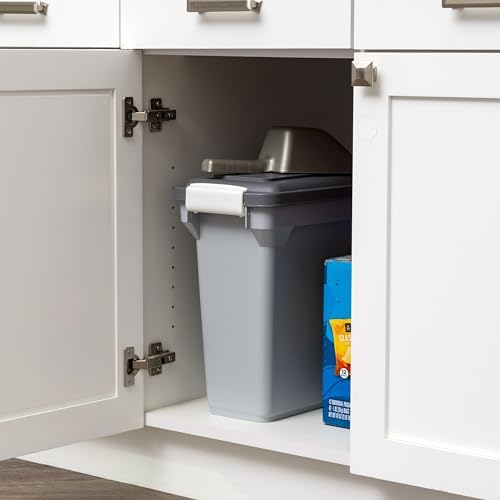 IRIS USA Dog Food Storage Container, Up to 13 lbs, Gray/Dark Gray