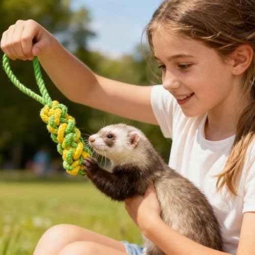 18 pcs Ferret Squeaky Enrichment Toys Set Rubber Balls Ferret Teeth Grinding Chewing Balls Teething Bouncy Bell Ball Interactive Sound Squeaker Toy Exercise Scratch Chew Toy for Ferrets Pet Cat Dog