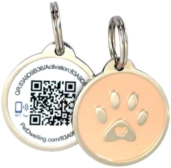 Pet Dwelling Premium NFC & QR Code Smart ID Tag for Dogs - Easy Scanning, Instant Profile Access, Real-Time Location Alerts(Southern Peach Paw)