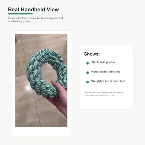 Heavy Dog Rope Ring Toy, Braided Chew Toy for Medium Dogs, Tug of War Rope Toy for Teething, Fetch, Tossing and Interactive Play, Green and White, Approx. 8 in