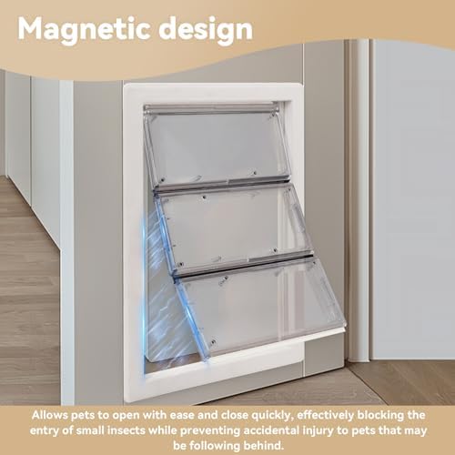 3-Panel Airseal Pet Door Replacement Flap,4 Durable Spare Rubber Strips,Compatible with Ideal Pet Product 10.25"x15.75" Extra Large Pet Door,Easy Installation