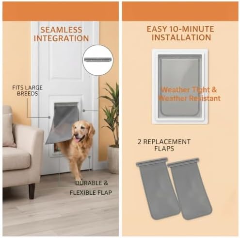 AMZOO Medium Dog Door Replacement Flap PetSafe 8 1/8”x12 7/8” 2 Packs | Compatible Freedom PAC 11-11038 Pet Door Flaps Magnetic Closure Weather-Resistant Durable Non-Toxic Silicone Easy Install