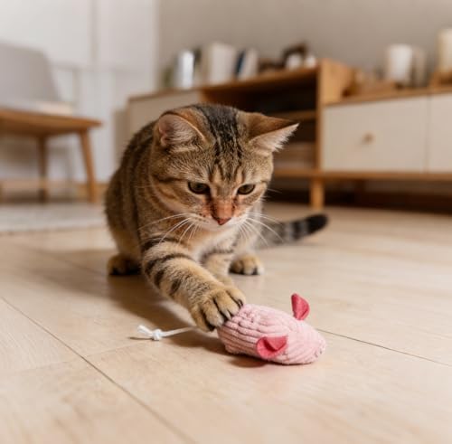 20 Pcs Cat Toy Pack Interactive Kitten Toy Set,Including Cute Catnip Chew Rope Springs Mice Crinkle Ball Furry Balls Toys for Indoor Cat,Pink Kitten Toys with Gift Bag