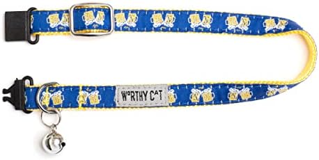 THE WORTHY DOG Halloween Patterns, Breakaway Cat Collar with Bell, Navy