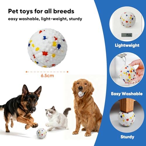 ETPU Squeaky Tennis Ball Interactive Pet Toys for Dog- 2 Pack, Dental Cleaning, Boredom Relieve Water Floating Dog Toy Ball, World Cup Soccer Pool Dog Toy for Erichment Fetch Game on Beach, Lake