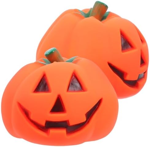 POPETPOP 2 Pcs Dog Pumpkin Chew Toys: Rubber Dog Squeaky Molar Toys for Puppy Playing&Amp;Teeth Clean - Halloween Pet Supplies