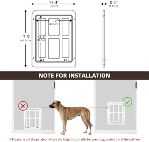 Dog Door for Screen Door with Magnetic Auto-Close, Lockable Doggy Door for Screen Door, Pet Easy Access for Sliding Screen Door