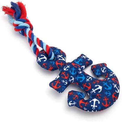 The Worthy Dog Icons Pattern Tough Plush Squeaky Dog Toy, Anchors Away
