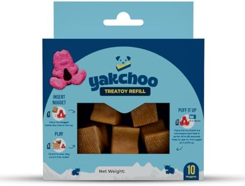 Treatoy for Dogs BPA Free Interactive Chew Toy with Natural Himalayan Cheese Treat Durable, Gentle on Gums, Fun Training & Dental Toy Includes 5 Yak Cheese Nuggets (Refill Pack (10pcs))