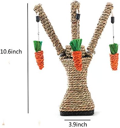 Hamiledyi Pet Rabbit Toy Tree Bunny Fun Chew Toy Rattan Grass Scratcher