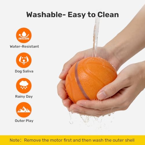 Niubya Interactive Dog Ball Toy, Activated Automatic Rolling Ball for Large Dogs, USB Rechargeable Pet Toy with LED Light
