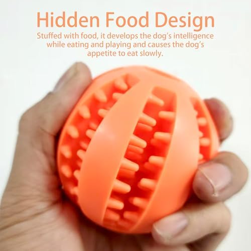 Interactive Dog Treat Ball Toys for Aggressive Chewers Teething Toys to Keeping Them Busy Dogs Balls Food Treats Feeder Chew Ball for Small Medium Large Dogs (Calibre 2.6 in for Large Dog)