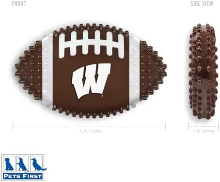 NCAA Wisconsin Badgers Mega-Chew Hard Nylon Bacon-flavored Dog Bone Football Chew Toy. Interactive Tasty & Fun Dog Chew Toy. Indestructible Strong Durable Tough Dog Toys for Aggressive Chewers