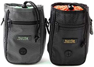 Mighty Paw Dog Treat Bag - Drawstring Closure Pouch - Includes Carabiner Hook and Pick-up Bags - With Reflective Belt - Dog Training Treats Pouch (Black)