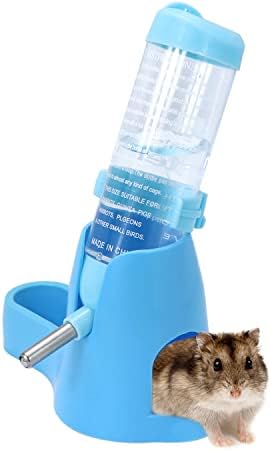 Wontee 3 in 1 Hamster Water Bottle with Food Bowl Hideout Base, 125ML, Blue