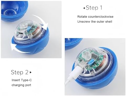 Smart Interactive Dog Ball Toy for Small Dogs and Cats, LED Light-Up, Automatic Motion Ball for Indoor Play, Blue, 2.1inch