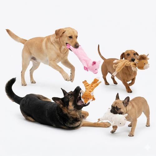Fuzzl Lola Lamb Crinkle & Squeak Dog Toy β No Mess Minimal Stuffing Plush Puppy Toy β Interactive Soft Dog Squeaky Toy for Small to Medium Dogs β Gentle Sheep Toy for Shaking, Tossing & Cuddling