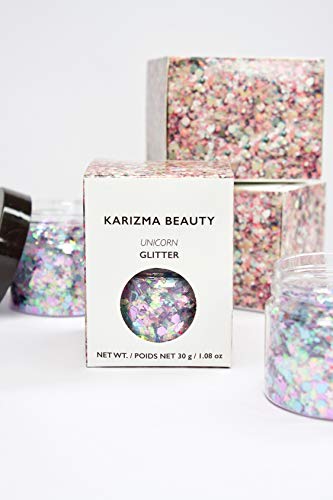 KARIZMA Unicorn Body Glitter. 30g Chunky Face, Hair, Eye and Body for Women. Rave Festival Accessories, Cosmetic Makeup. Loose Set