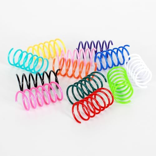 135 Pack 9 Colors Cat Spring Toys, Interactive Coil Plastic Spiral Spring Cat Toys for Indoor Cats Hunting, Biting, Swatting, and Active Play