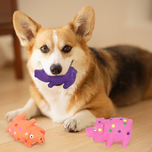 6 Pack Squeaky Pig Dog Toys, Rubber Pig Dog Toys for Puppy, Small, Medium Dogs, 4 Inch Durable Interactive Latex Squeaky Chew Toys