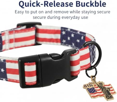 Patriotic Dog Collar, Boy Dog Collar with American Flag Pattern, Adjustable American Flag Collar for 4th of July Occasion & Daily Walking, Fits Puppy and Small Breeds