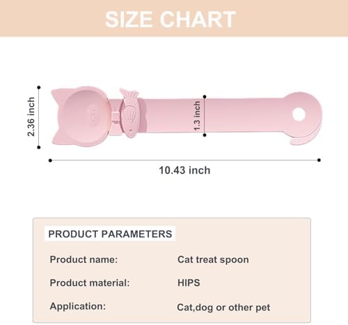 PETPAWLOVELY-1PCS Cat Treat Spoon Squeeze,Cat Strip Feeder spoon,Multi-Function Dispenser spoons,Easy Feeding Spoons for Licky Treats,Pet Food tool for Wet Food(Pink)