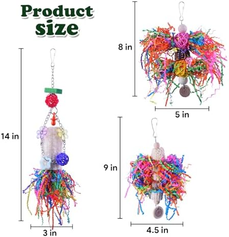 Bird Toys, Parakeet Foraging Toy, Hanging Chewing Toy, Bird Cage Accessories – Suitable for Cockatiels, Budgies, Lovebirds, Conures and Other Small Parrots