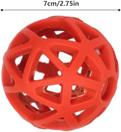 Chewing Pet Toy Ball, 2.75in Rubber Dog Balls, Red Hollow Bell Balls, Interactive Pet Toys Roller, Protable Hollow Ball Dog Toy for Indoor and Outdoor Tranning Pets