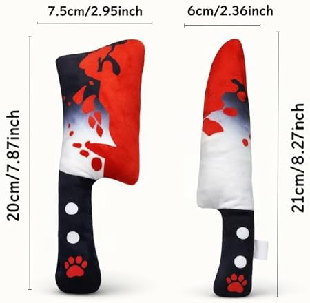 2-Pack Halloween Squeaky Dog Toy Set - Plush Knife and Cleaver Design, Interactive Sound Toys for Dogs, Perfect for Halloween Play and Chewing Fun