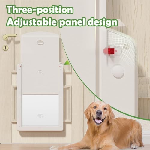 Large Dog Door for Door with Sliding Lock Panel and Magnetic Flap