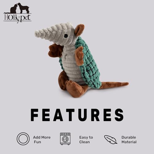Hollypet Armadillo Squeaky Puppy Dog Toys for Small Medium Dogs, 8"