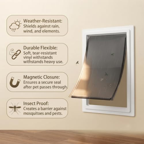 AMZOO Extra Large Dog Door Replacement Flap PetSafe 13 3/4”x24 3/8” 2 Packs | Compatible Freedom PAC 11-11040 Pet Door Flaps Magnetic Closure Weather-Resistant Durable Non-Toxic Silicone Easy Install