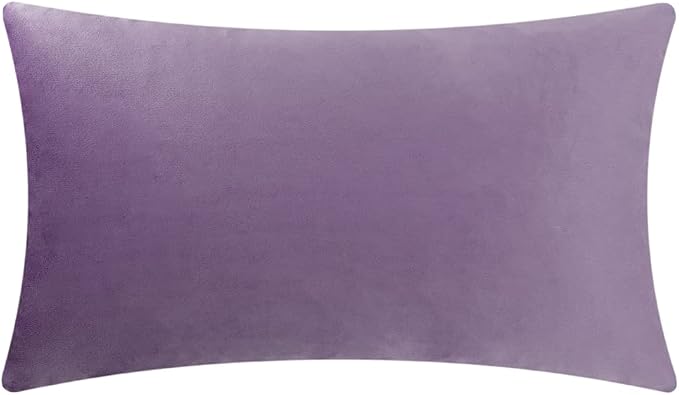 KINGROSE Hand Crafted Stereo Flower Throw Pillow Cover Rectangular Cushion Cover Soft Pillow Case for Sofa Couch Chair Bed Living Room Office 12 x 20 Inches Velvet Purple
