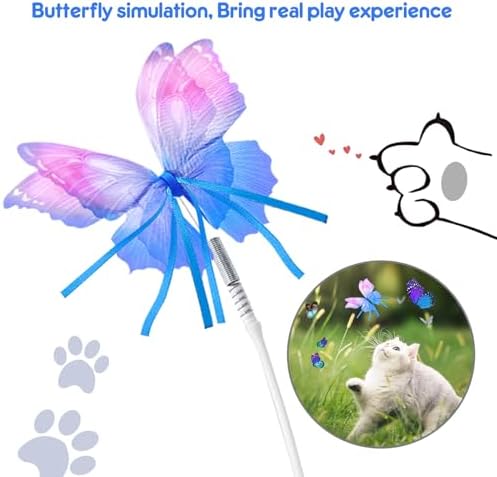 ORSDA3 Pcs Cat Toy Replaceable Butterflies Toy Accessories, Handmade Fabric Butterfly Toys