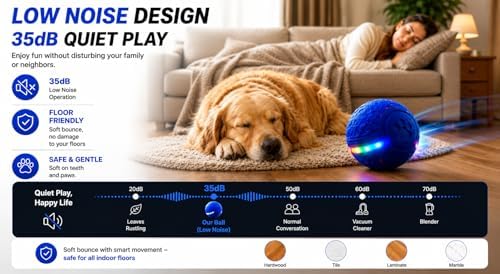 Blue Smart Interactive Dog Ball Toy for Small Medium Large Dogs – Automatic Rolling & Bouncing Ball with RGB Lights, E-TPU Chew Resistant Dog Toy for Indoor Play & Boredom Relief
