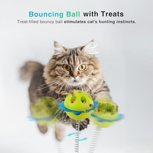 ALL FOR PAWS Interactive Cat Puzzle Feeder, Slow Feeder with Teaser Ball, Treat Maze Feeder & Brain Toy, Mentally Stimulating Enrichment Toy for Kittens & Indoor Cats