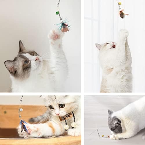 SONGWAY Mini Cat Wand Toy Replacement - 10 Pieces Insect Worm Cat Toys Attachments, Cat Feather Toy Refills