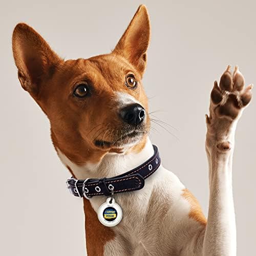 QR Code Dog Tag Personalized Pet Id Silent Cat Tags Engraved Name Plate with Online Profile («Stand with Ukraine»)