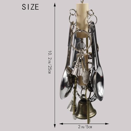 Kenkont Metal Spoon Bell Parrot Toy, Hanging chew Toy