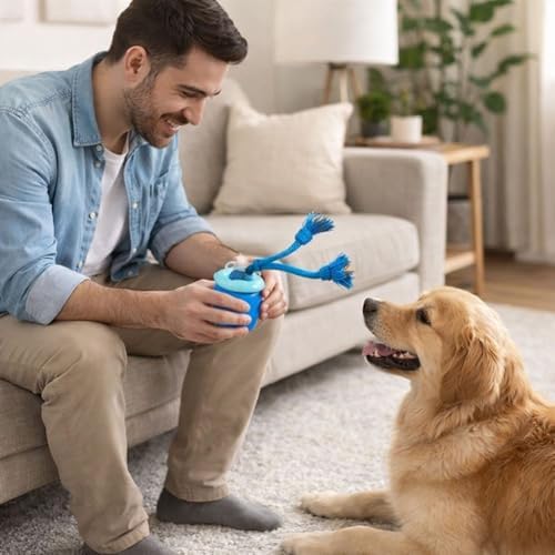 Interactive Dog Toys, Pelota Interactiva Inteligente para Perros, Motion Activated Automatic Rolling Ball for Dogs with Music (Blue)