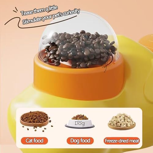 2-in-1 Interactive Dog Puzzle Toy & Slow Feeder - Duck-Shaped Treat Dispenser, Press Tail to Rotate & Release Snacks, Food-Grade ABS, Washable for Small/Medium Dogs & Cats