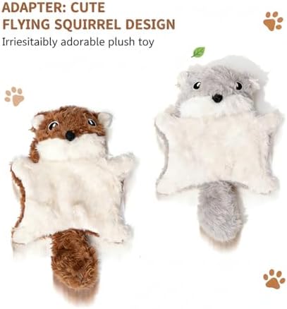 3 Pcs Interactive Flying Squirrel Cat Toy with Catnip, Squeaker & Crinkle Paper - Ultra-Soft Plush Kitten Chew Toy for Indoor Cats, Stimulating Exercise & Boredom Relief Stuffed Animal (2 Colors)